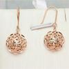 Exquisite Russian Purple Gold Flower Ear Hook Plated Rose Gold Color Gold Hollow Peony Flower Fashion Korean Version Ear Jewelry