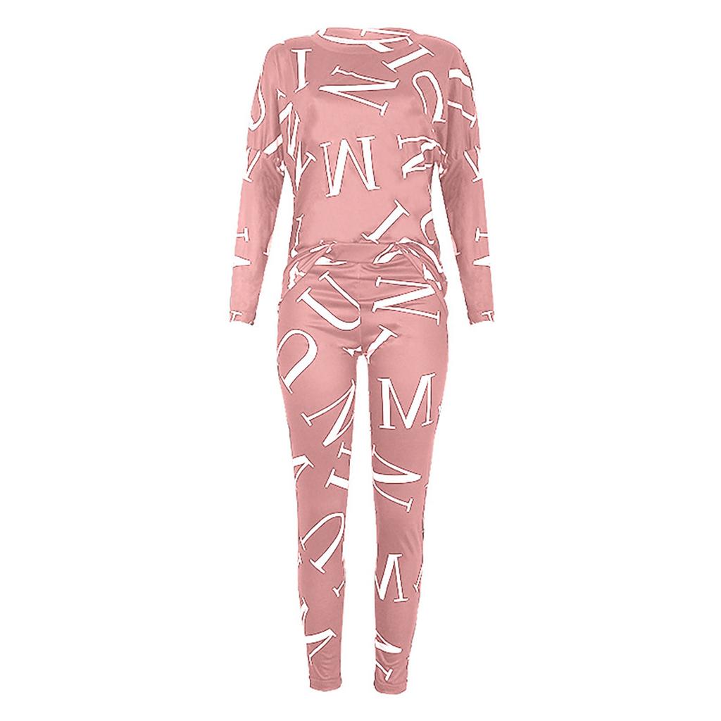 Women's Casual Fashion Printed  Sleeve Trousers Casual Sports Women's Suit