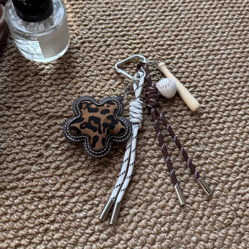 Yogodlns Matte Leopard Print Flower Mini Backpack Hanging Handbag Pendant Bag Pendant Bags Accessories