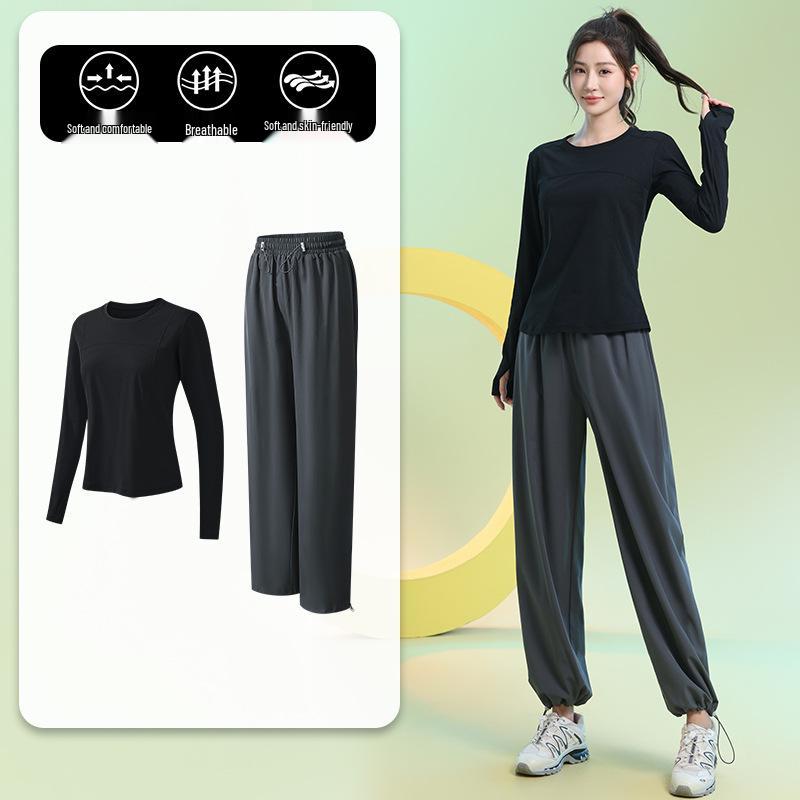 Women's Quick-Dry Slimming Sports Suit: Long Sleeve, Loose Fit for Running & Fitness