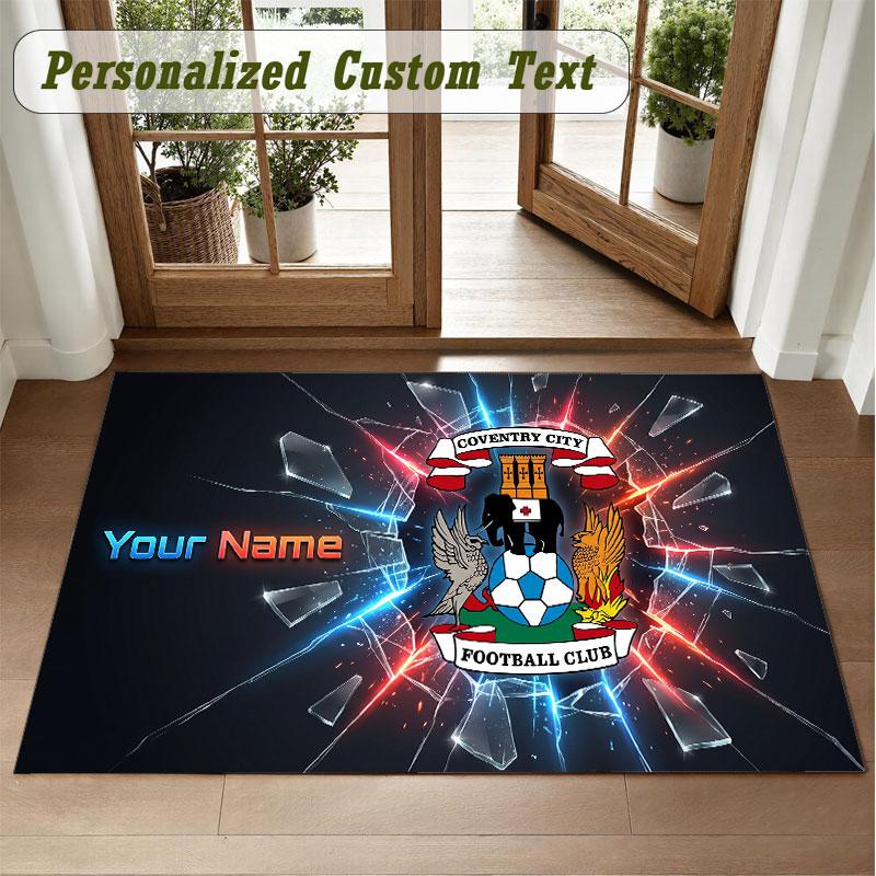 Crystal Velvet Square Rug Custom NameCoventry City Pattern Non Slip Home Floor Decor Rug