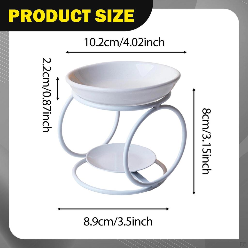 Ceramic Oil Melt Burner Home Decor Aroma Furnace Metal Frame for Yoga Bedroom Meditation