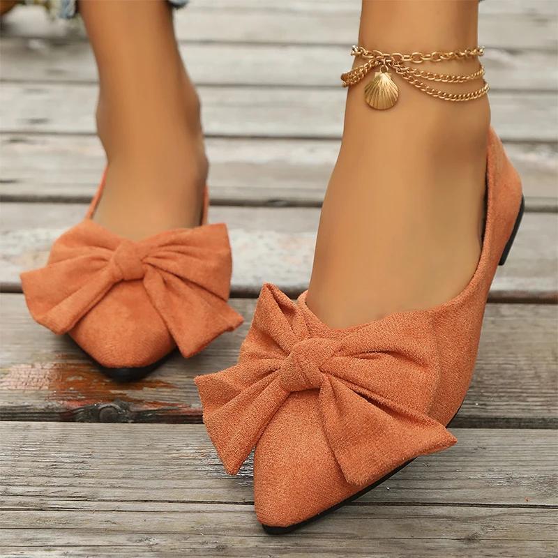 Fashion Bow Pointed Toe Flats Shoes Women Shallow Casual Sandals Designer New Autumn Brand Loafers Shoes 2024 Sexy Cozy Women Zapatillas