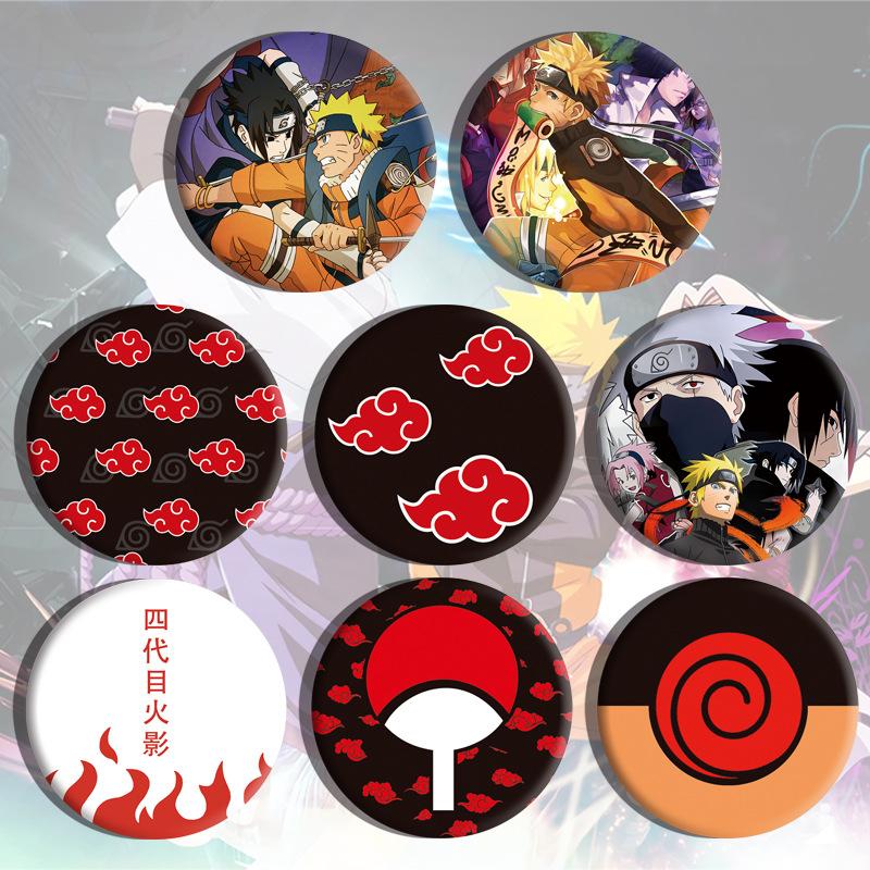 Anime Naruto Badge Set Itachi Uchiha Madara Obito Zabuza Minato Namikaze Cartoon Tin Pin Cosplay Accessories For Fans