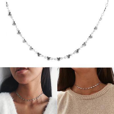 Moda Tendencia Cadena Corazón Melocotón Cadena Clavícula Retro Collar Amor Accesorios para Collares