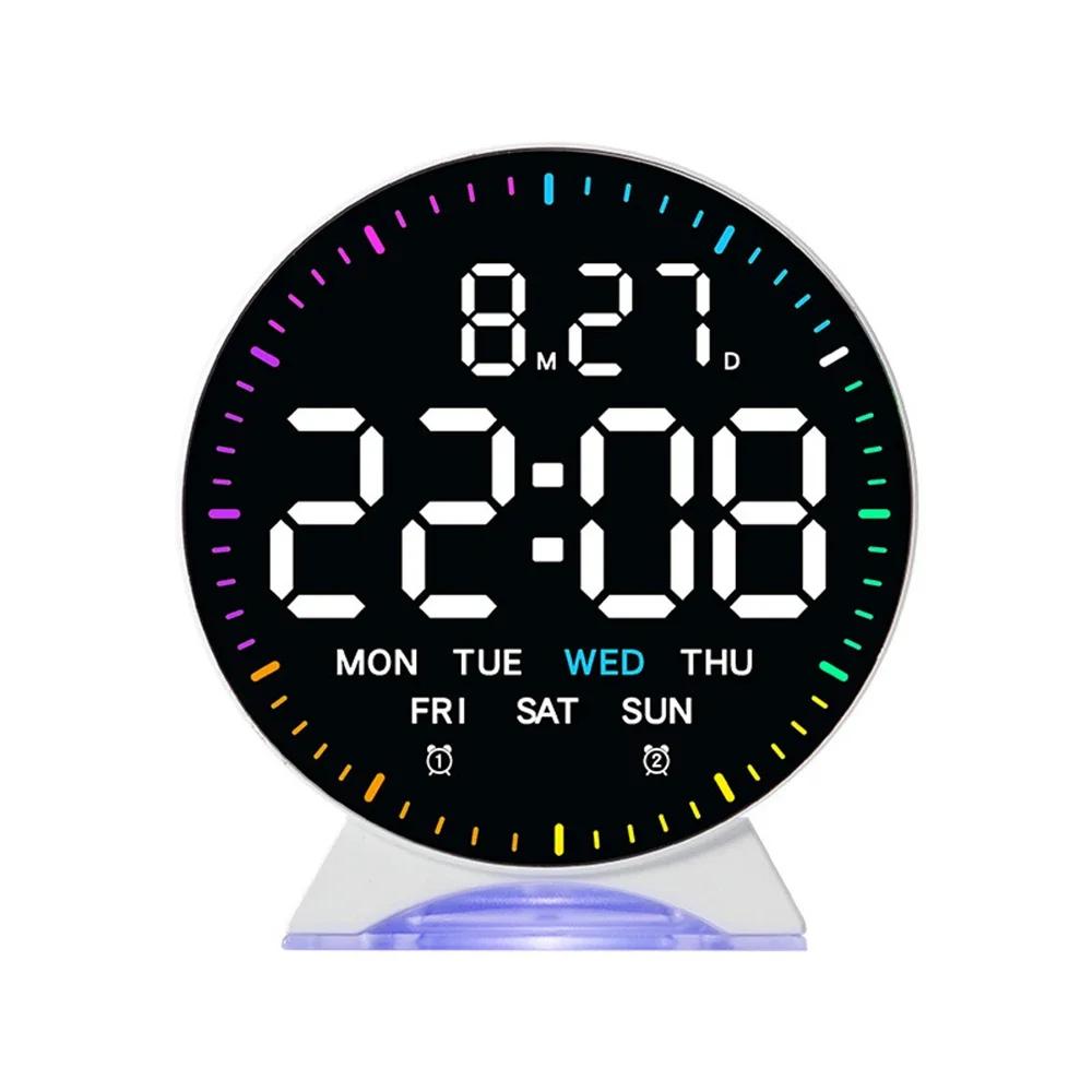 

Modern LED Alarm Clock Jumping Seconds Display Ambient Light Auto Dimming USB Powered Desktop Ornament for Home Bedroom Decor белый