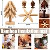 3/4PCS Tree Design Bamboo Wooden Stand Set Heat Resistant Anti Scald Table Mat Coaster Placemats for Kitchen Dining Decor