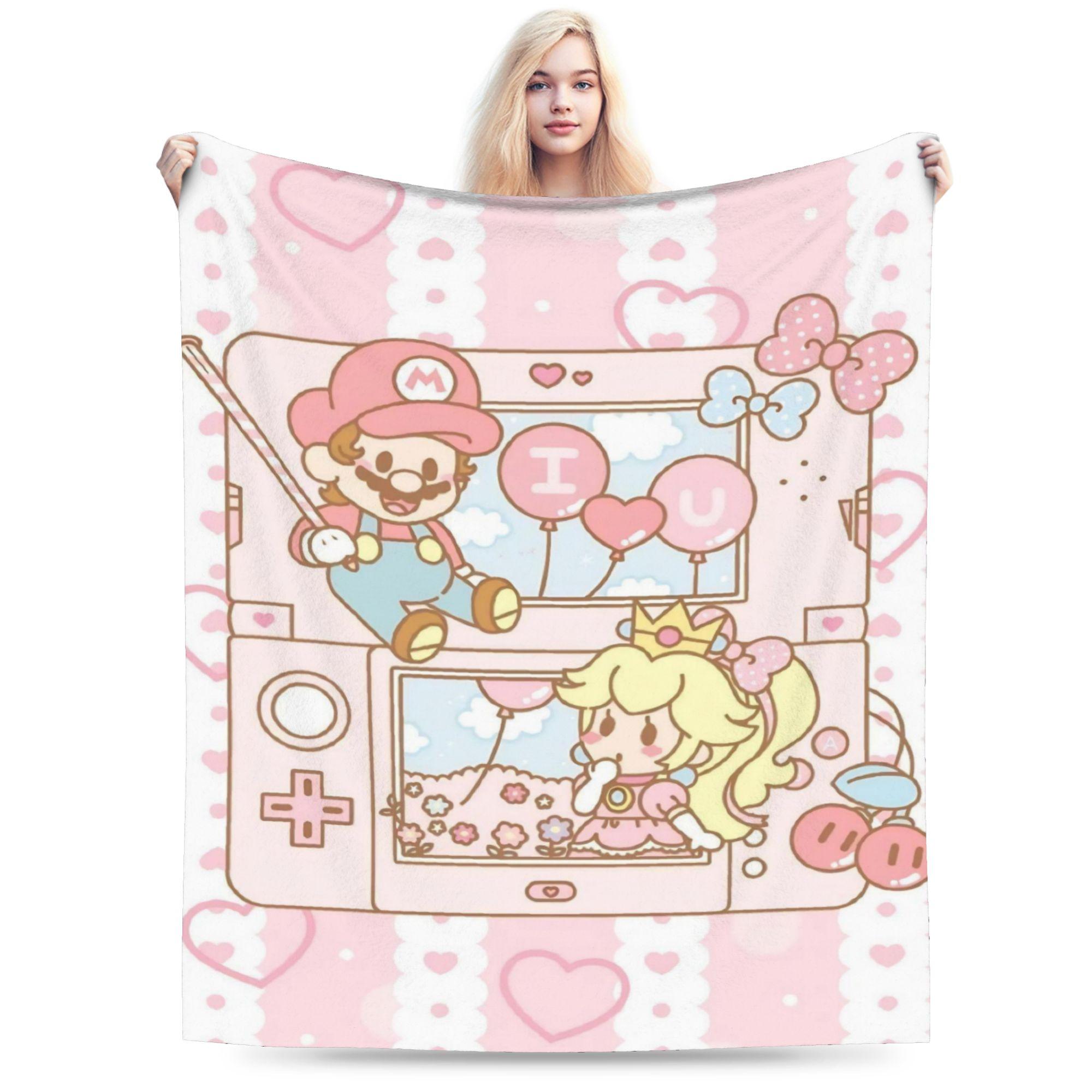 

Princess Peach Star Blanket Cover Super Marioo Fuzzy Throw Blankets Summer Air Conditioning Decoration Lightweight Bedspreads 75x90cm