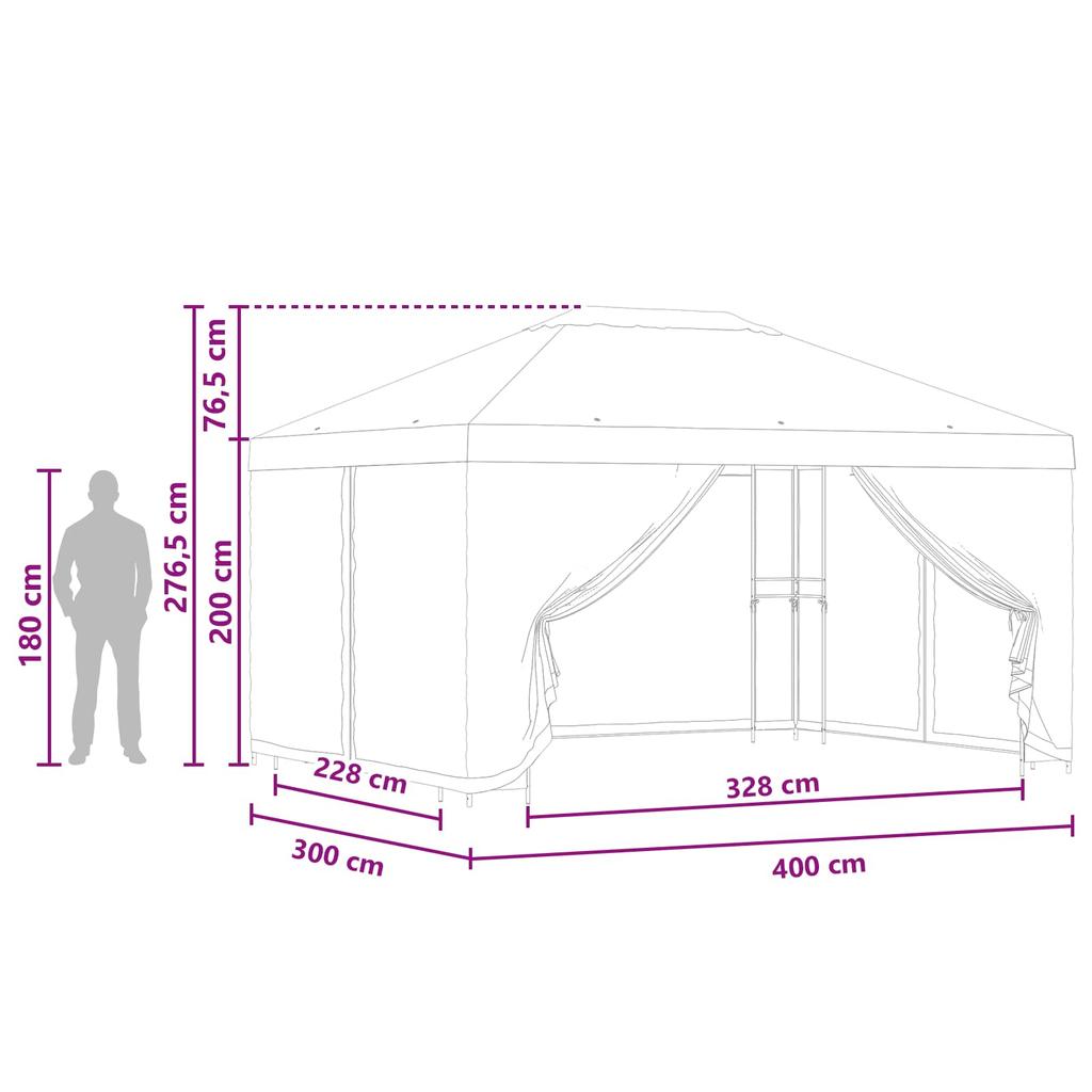 Gazebo with Side Walls 4 X 3 M Terracotta