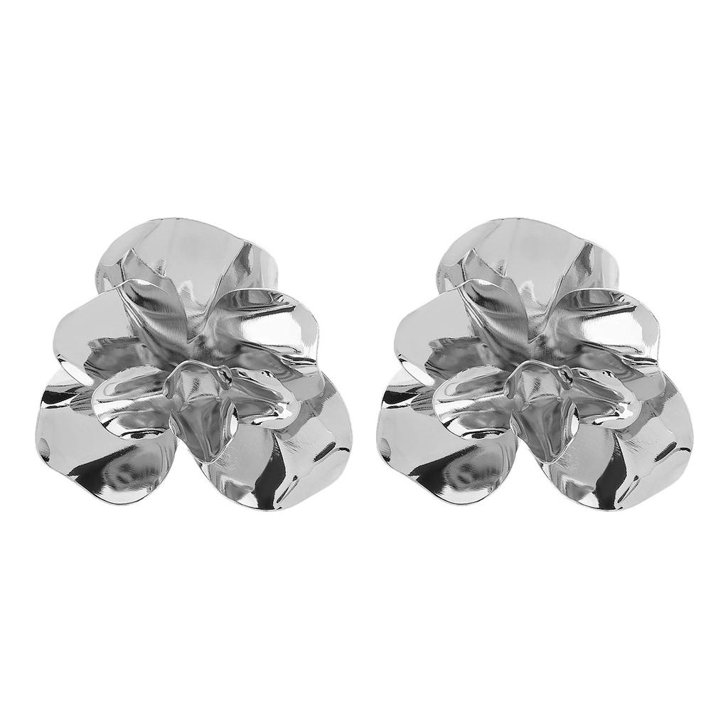 Exaggerated Metal Large Red Rose Flower Earrings for Women Europe America Personality Daily Commuter Jewelry Holiday Accessory