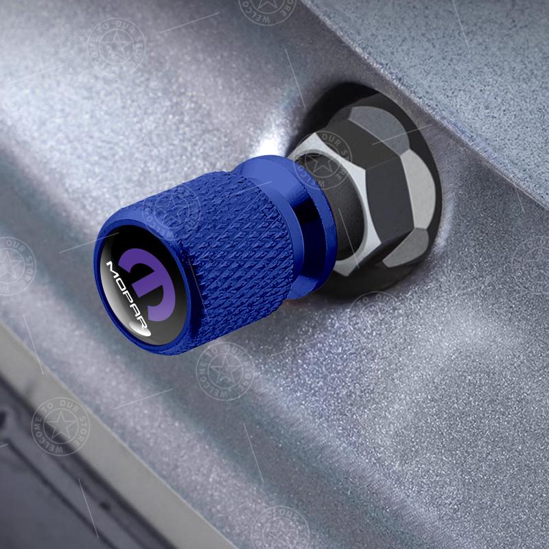 4ks Mopar Logo Krytky ventilků kol automobilu Vzduchový stonek Hliníkové příslušenství Pro Challenger 1500 2500 3500 Ram Charger Cherokee