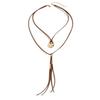 Bohemian Tassel Pendant Chain Suede Beaded Y-Necklace Long Pendant Necklace  Beach Daily