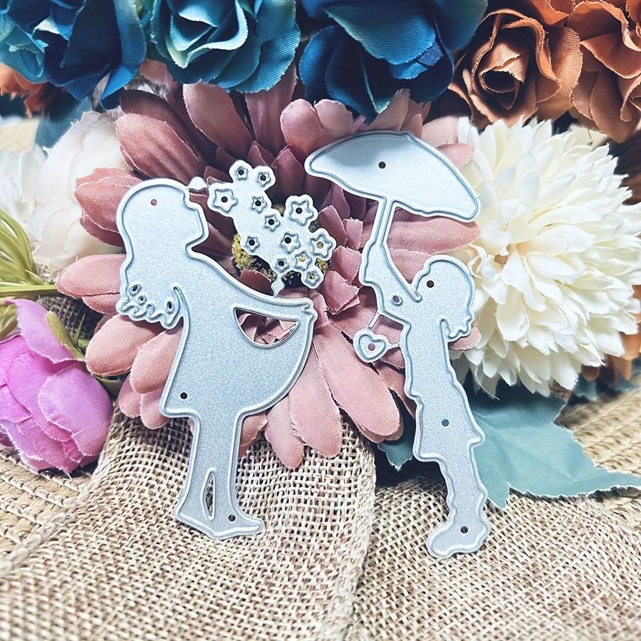 2Pcs/Set Little Girls Dies Cuts For Card Making, Hearts Cutting Dies, Stars Metal Die Cutting Mold, Scrapbooking Dies, DIY Etched Embossing Stencil