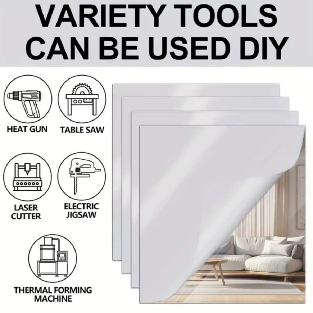 Shatterproof Mirror Sheet Silver Makeup Mirror New Non Glass Mirror Stickers Background Decor