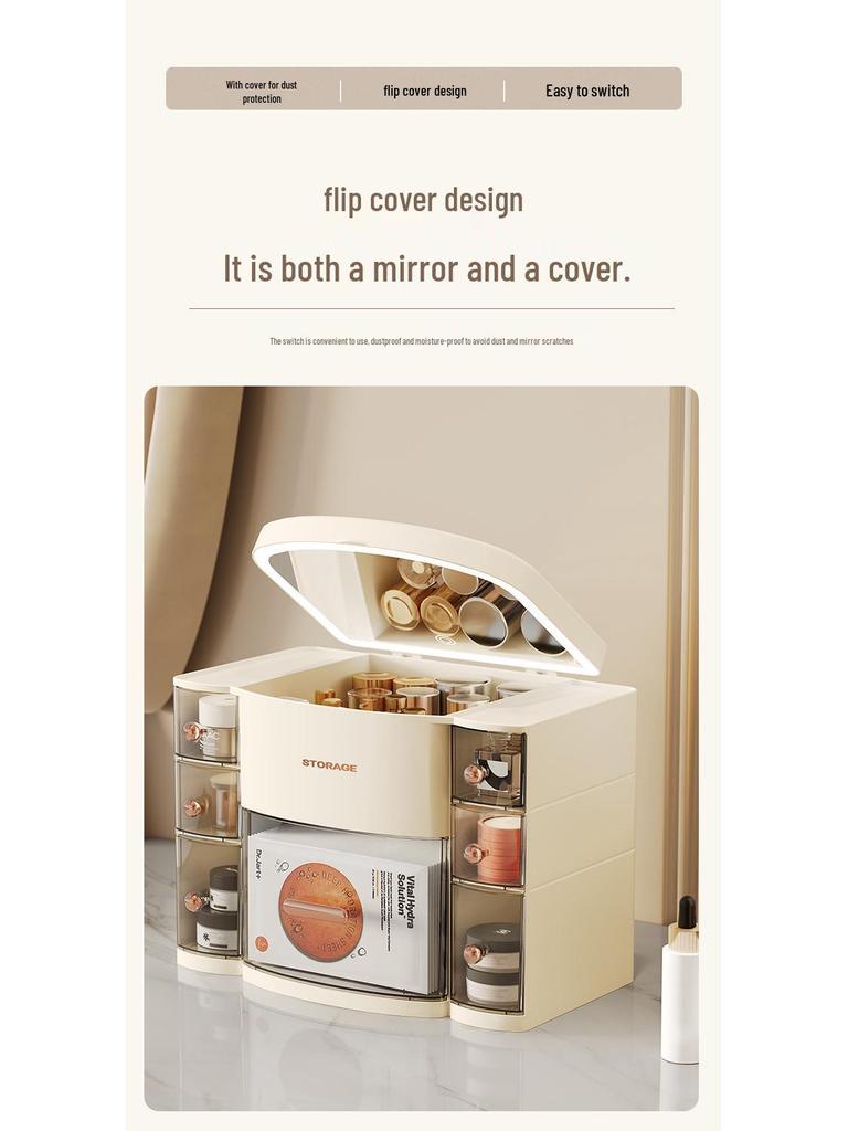 Large Multifunctional Dustproof Cosmetic Organizer for Living Room - Desktop Lipstick Storage Box