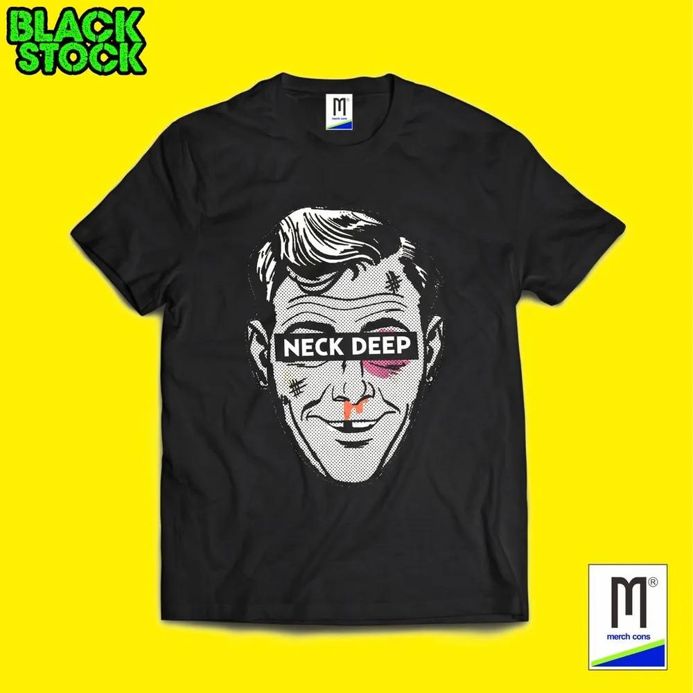 Unisex Short Sleeve Crew Neck Cotton T Shirt Neck Deep L