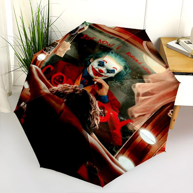Joker'S Many Faces Folding Umbrella Suitable For All Seasons Durable Three Folds Sun Umbrella Printing