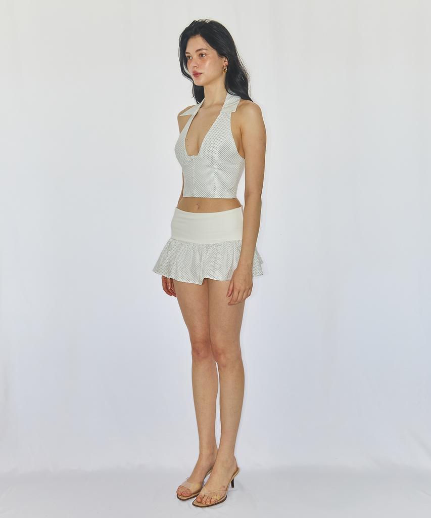 Yuhili Shirring Mini Skort / Ivory