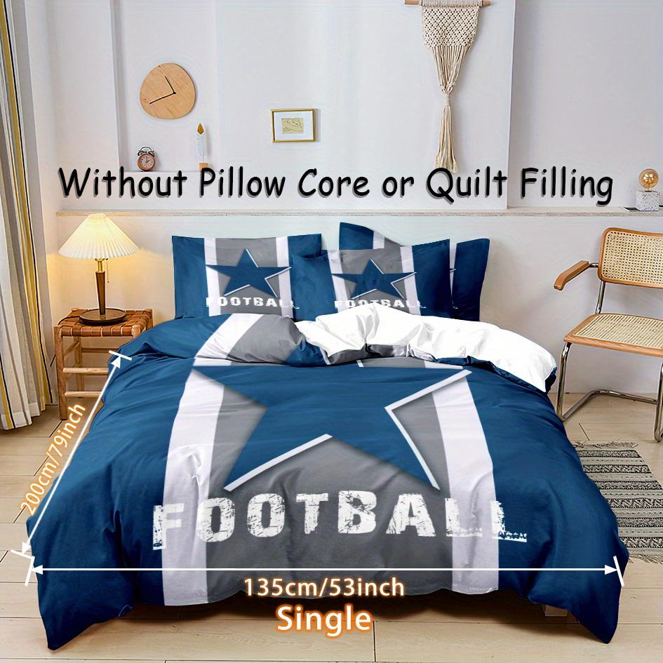 Polyester Duvet Cover Set Pentagram Sports Football Stripe 3D Comfortable Soft And Breathable For Bedroom Men Teens Couple Room
