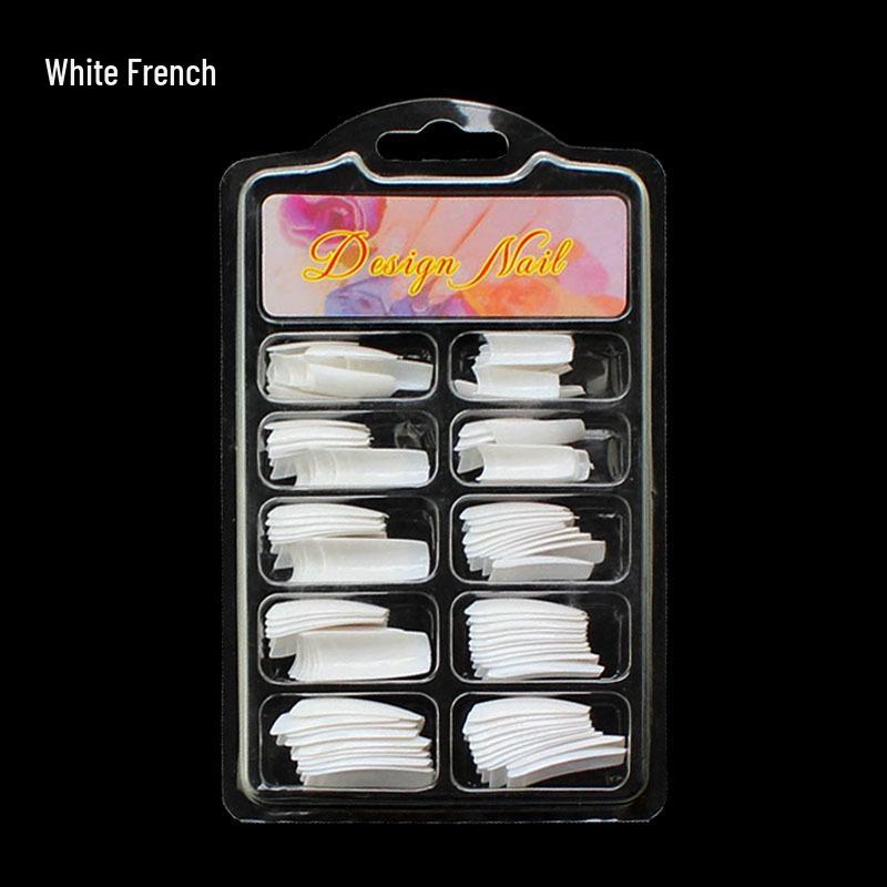 

100 Piece Pack: Transparent Full & Half Cover French White Natural Fake Nail Tips