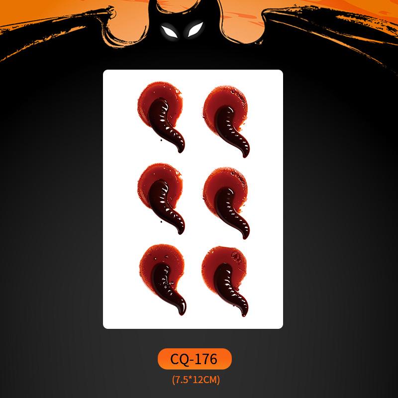 Nuevos Halloween 2024 Pegatinas de Tatuaje de Cara de Boca Grande Aterradoras - Divertido, Impermeable, Maquillaje de Fiesta Colorido