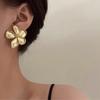 2024 Gold Color Matte Texture Metal Flower Retro Earrings for Women Girls Personalized Fashionable Party  Birthday Gifts