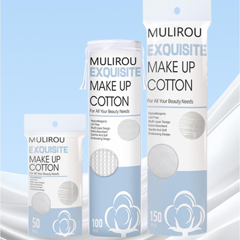 100/400pcs soft and breathable round cotton pad with double-sided texture is used for daily facial cleaning and makeup removal