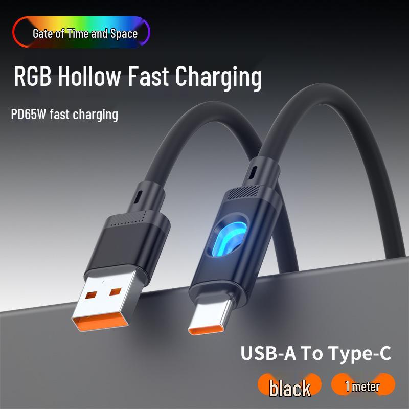 

Hollow Colorful LED Light Type-C Fast Charging Cable for Apple, Huawei, Xiaomi Black / Sky Shield USB-C