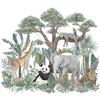 Animals Plants Wall Stickers,Cartoon Elephant Giraffe Plant Wallpaper Decor for Kids Bedroom Decor