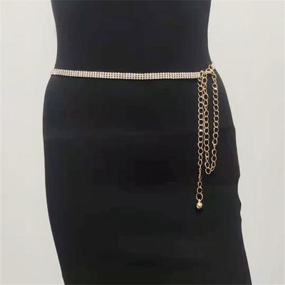 Korean Version Of Versatile Bride Belt Three Rows Of Simple And Exquisite Rhinestone Waist Chain Decorative Dress Accessories Waist Seal