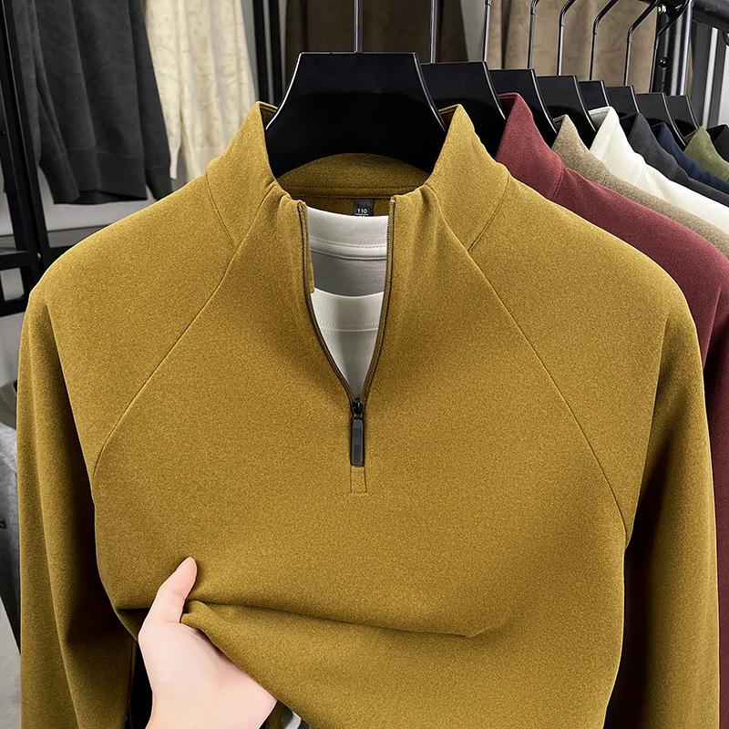 Men's Double-Sided Fleece Half-Zip Sweatshirt, Long-Sleeve, Warm Casual Base Layer for Autumn/Winter