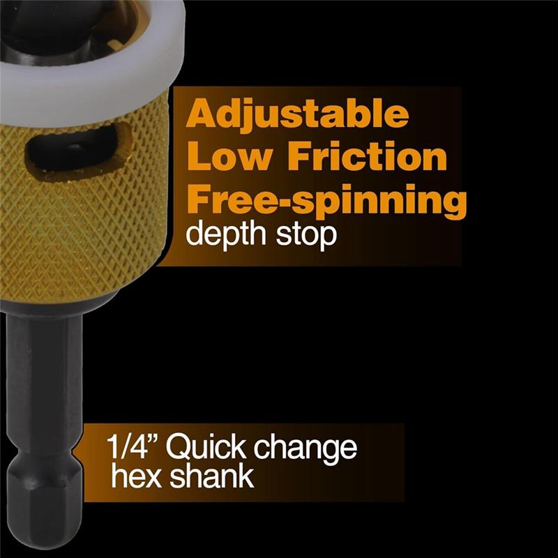 

Tipped Countersink Drill Bits Set With Low Friction Depth Stop, 1/4In Quick Change Countersink Drill For Wood, Plastic-B61B