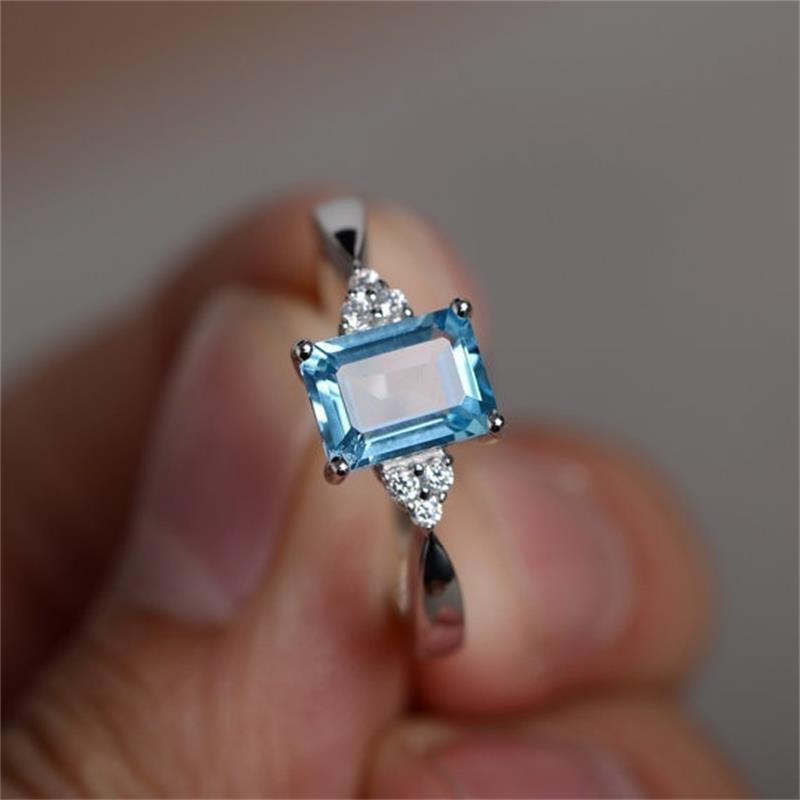 Yunmiao Colorful Square Stone Diamond Gemstone Ring