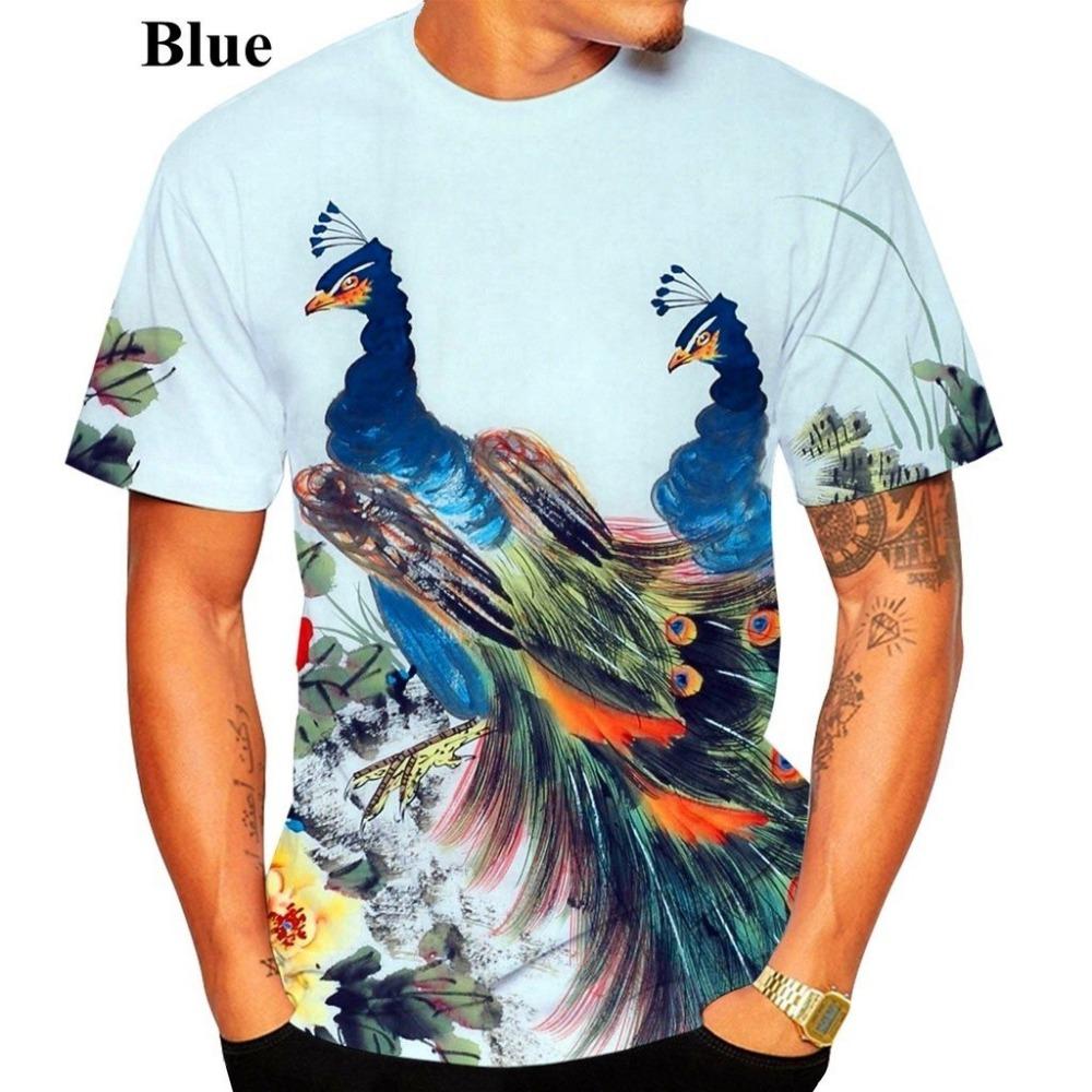 Innovative Peacock Display short sleeved T-shirt for men and women, new 3D printed Peacock T-shirt