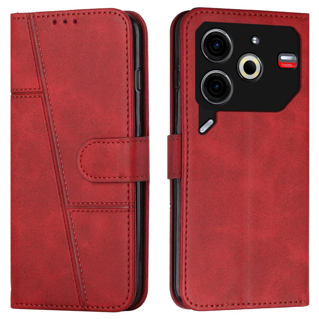 For TECNO Pova 6 Neo Case Magnetic Clasp Stand Leather Phone Cover Line Decor