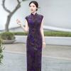 Purple mother sleeveless new Chinese Suzhou long cheongsam improved young 1011 new women's high sense summer