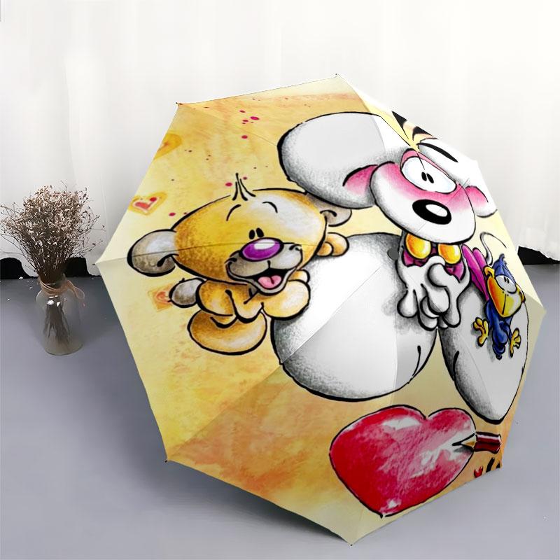 1 Stück Automatischer Faltregenschirm - Diddl Individuelles Namensmuster, Tragbares & Faltbares Design mit 8 Speichen, Weihnachts-Geburtstagsgeschenke