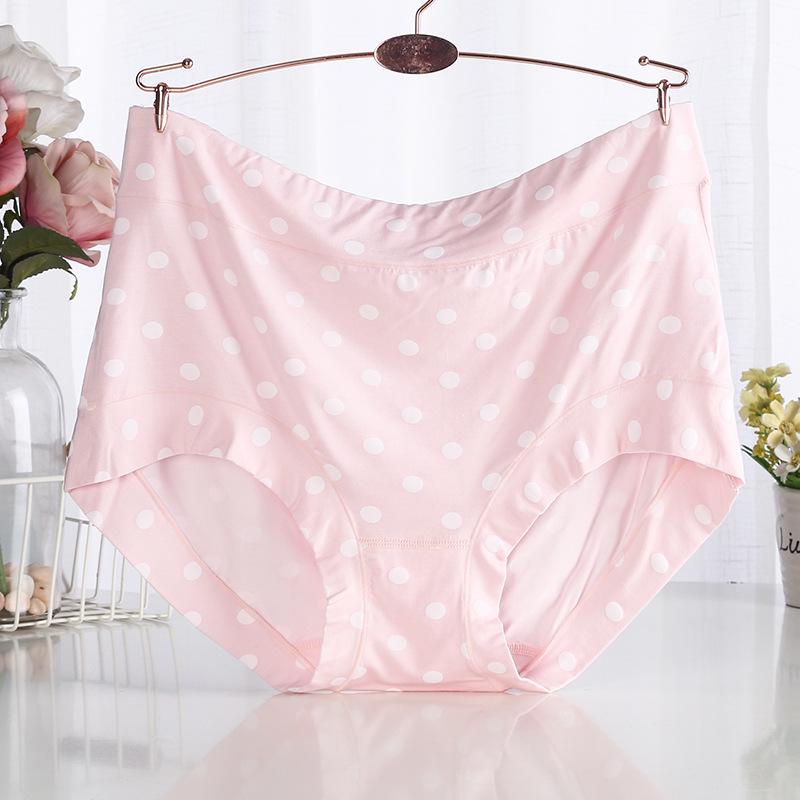 Zestaw 4 szt. Damskie Majtki Plus Size z Wysokim Stanem z Modalnu - Oddychające, Wygodne, W Kropki