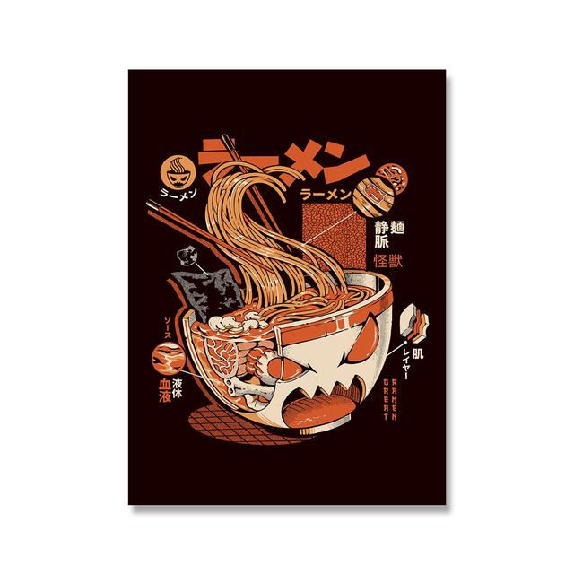 

Японская еда монстр абстрактная картина холст настенное искусство картины постер и печать для гостиной кухни ресторана украшение дома без рамки 21*30cm No Frame