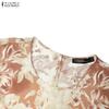 ZANZEA Abito Lungo Casual da Donna con Scollo Rotondo, Manica a 3/4, Stampa Floreale, Vestibilità Ampia