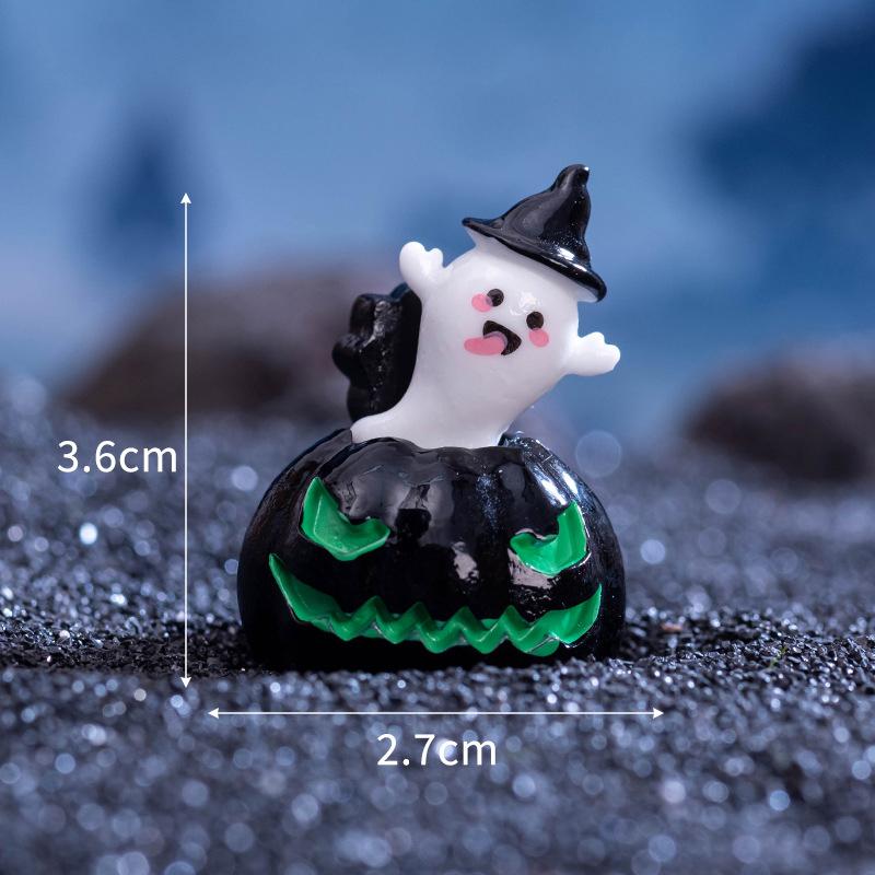 1Pc Wizard Ghost Pumpkin House Figurines Resin Ornaments Halloween Decorations Micro Landscape Ornament Diy Desktop Decor