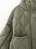 Stand Collar Loose Quilted Cotton Jacket for Women
