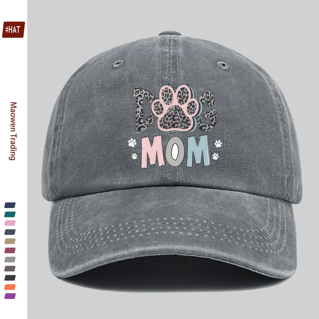 Pc DOG MOM Paw Print Baseball Cap for Women  Men  Adjustable Trucker Hat with Buckle Closure Lightweight Suitable for Outd