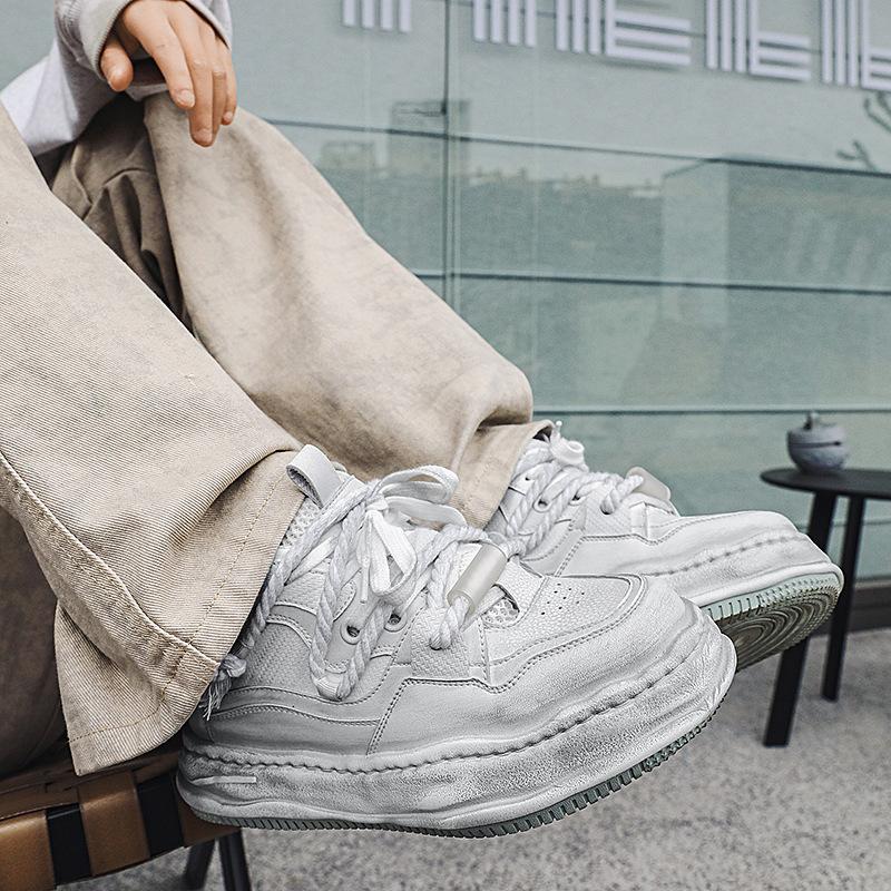 Guochao Niche Old 7cm Invisible Heightening Shoes Men's Shoes Dirty Dissolving Shoes Men's and Women's Casual Couple Board Shoes