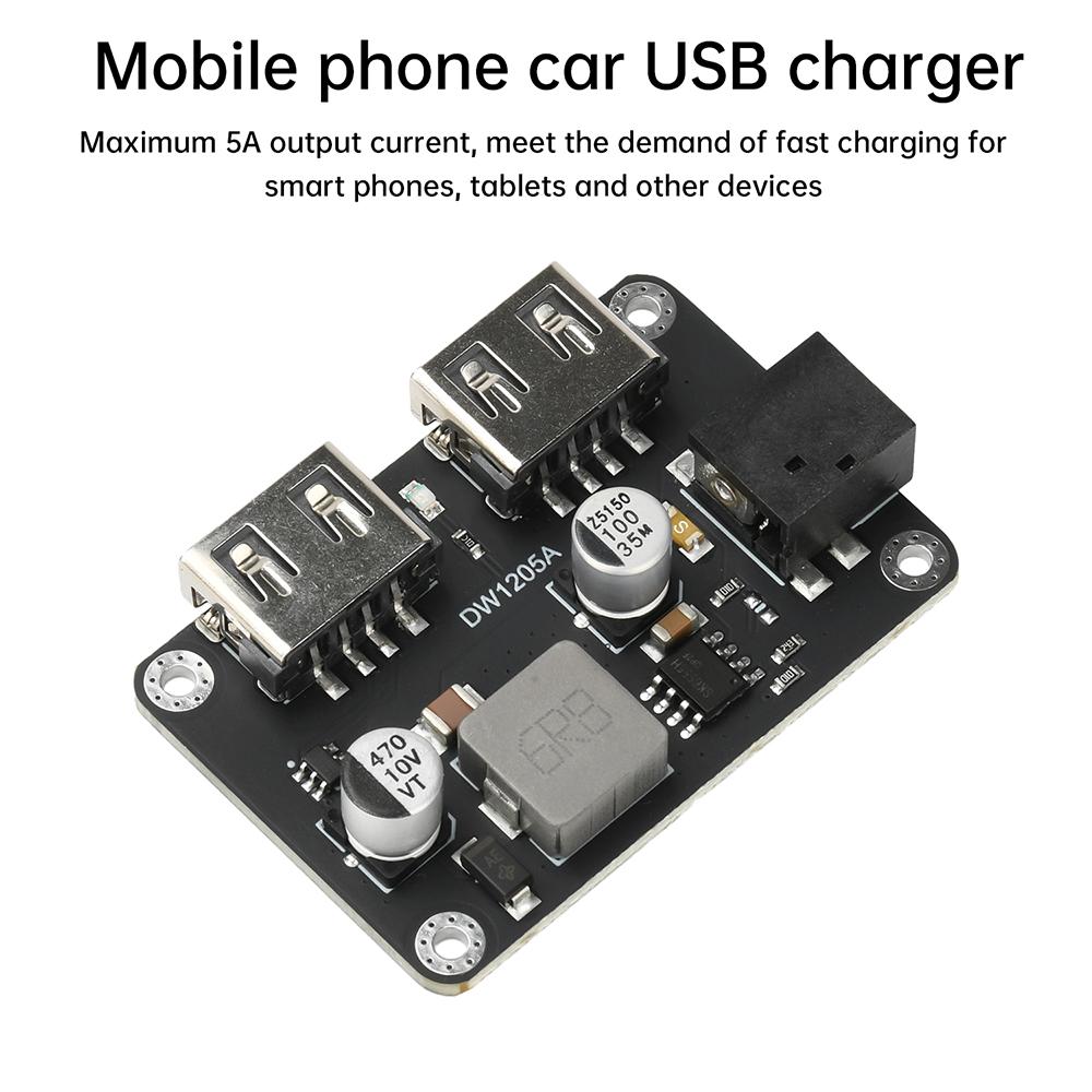 DC-DC Step-Down Module 9V/12V/24V To 5V5A Cell Phone Car USB Charger Dual USB Output with Case Fast Quick Charger Circuit Board