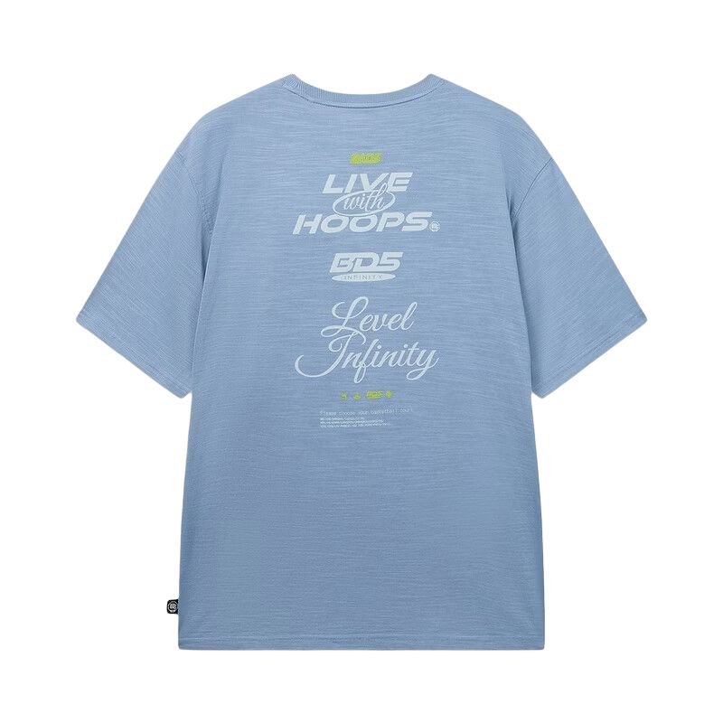 Li Ning Back Letter Round Neck Casual Short Sleeve T-Shirt Men Tops AHSW365-3