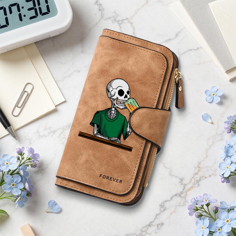 Skull Pattern Long Wallet Fashion Portable Card Holder Purse