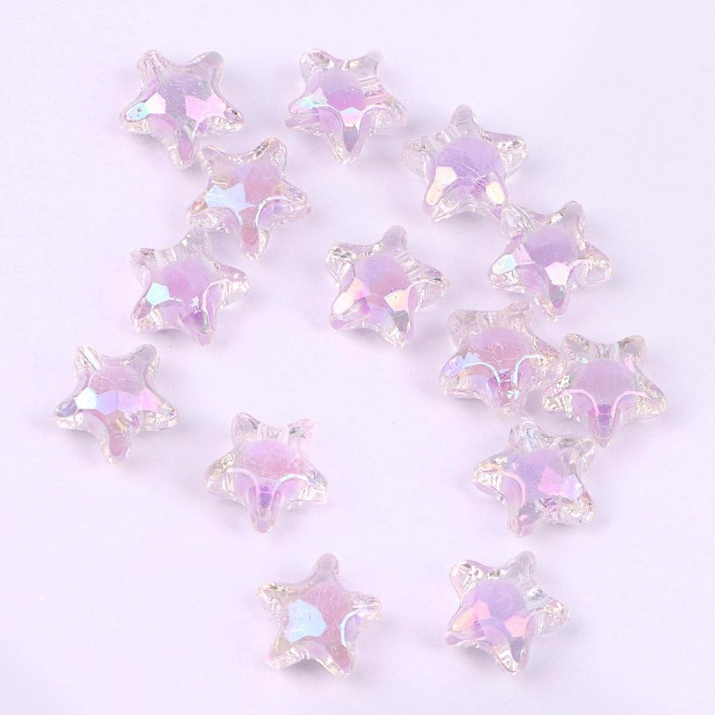 11mm Colorful Transparent Star Center Beads for DIY Headdress, Bracelet, Necklace Accessories