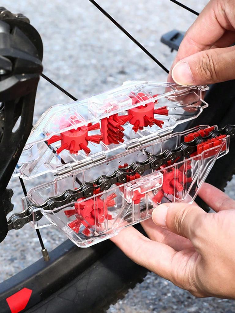 1pc Bicycle Chain Cleaner Mountain Road Bike Transparent Visualization Immersion Chain Cleaner Oil Pollution Cleaning Tool