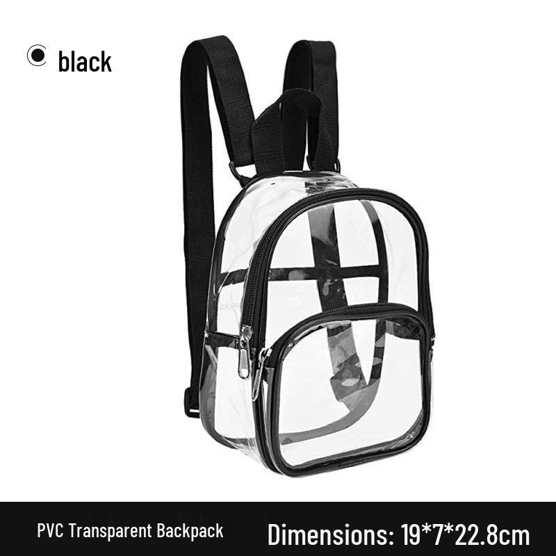 

Mini Waterproof PVC Backpack - Transparent Bag for Primary Students, Men & Women, Ideal for Makeup & Travel Storage 22.8*19*7 cm чёрный